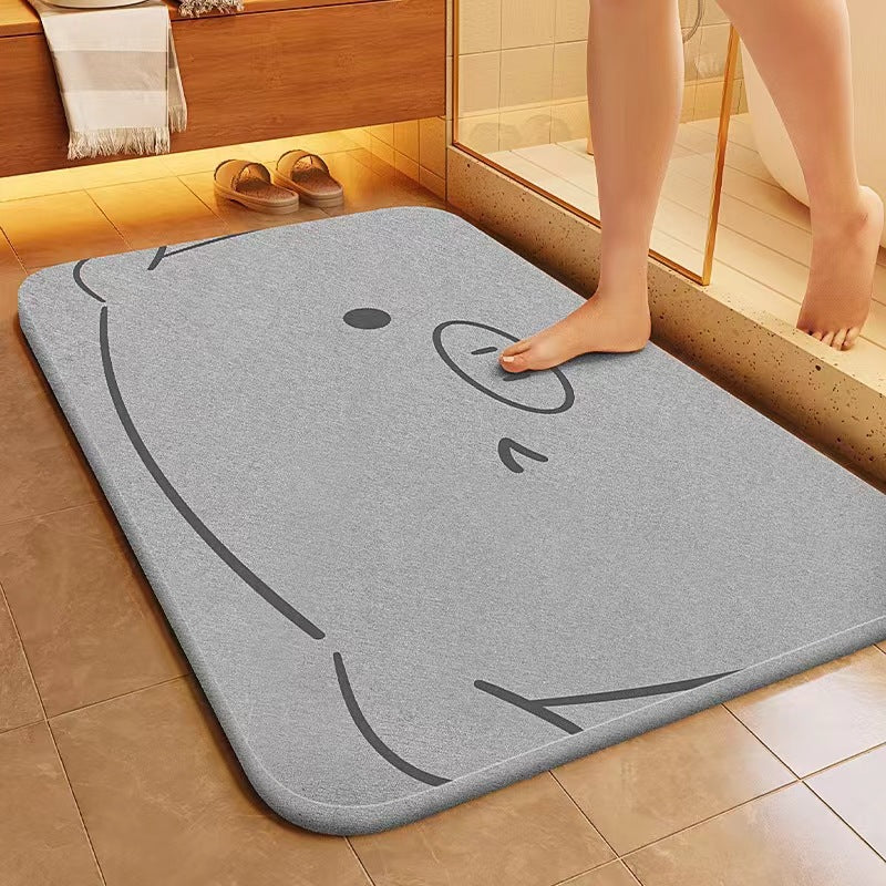 Soft Diatomite Bath Mat, Super Absorbent Quick-Dry Bathroom Rug, Non-Slip Floor Mat for Bathroom, Toilet, Kitchen & Entryway, Durable Home Door Mat